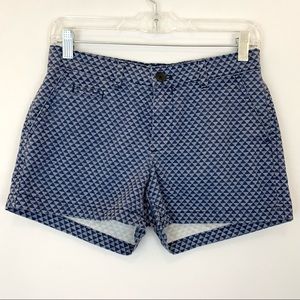 GAP BLUE GEOMETRIC CHINO SHORTS size 00